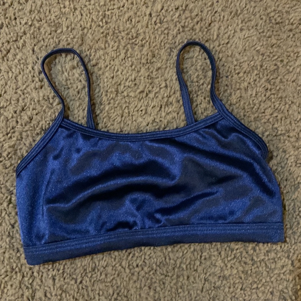 Double platinum crop top and matching leggings Sz XS navy - Picture 2 of 3